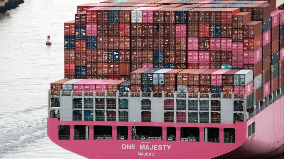A ship loaded with containers.