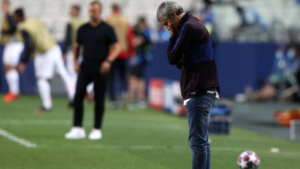 تلقى برشلونة بقيادة كيكي سيتين ثمانية أهداف في مباراة واحدة، للمرة الأولى منذ أبريل/نيسان من عام 1946