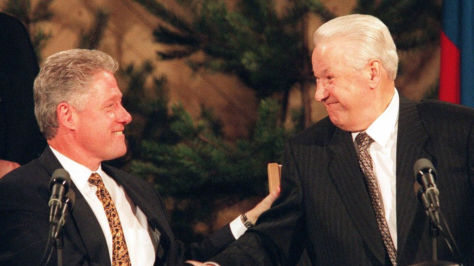 Bill Clinton y Boris Yeltsin 1997.