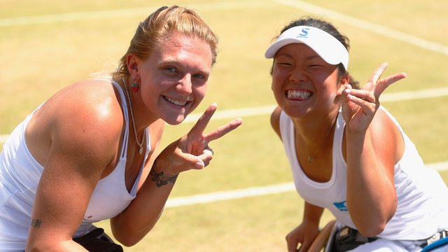 Jordanne Whiley and her Japanese team mate Yui Kamiji