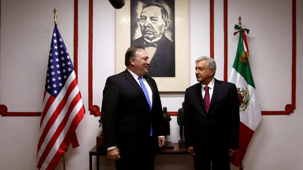 Mike Pompeo con Andrés Manuel López Obrador