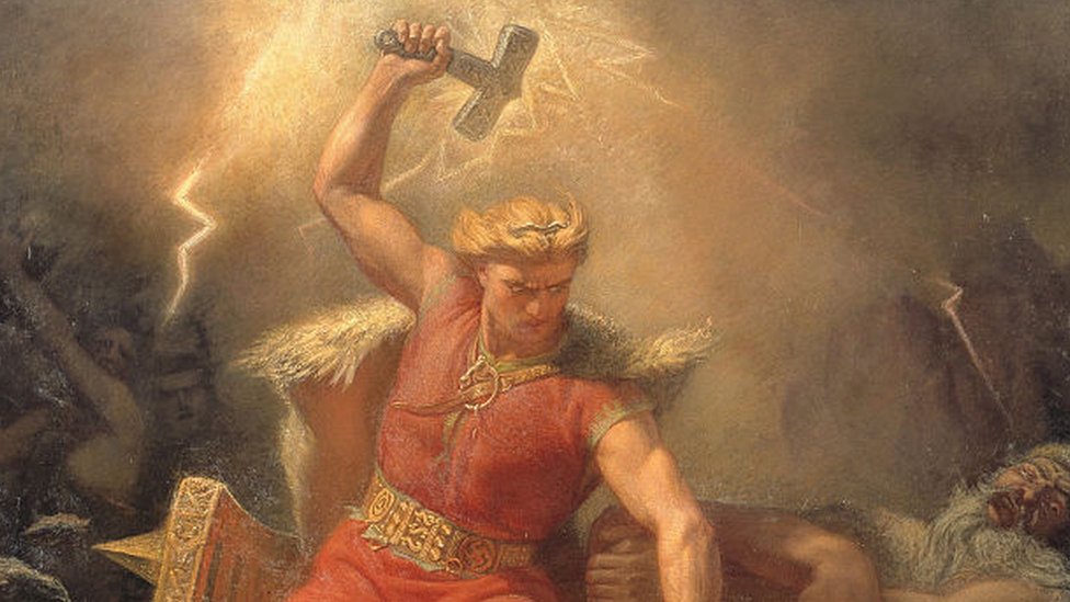 Un cuadro de Thor, el dios del rayo.
