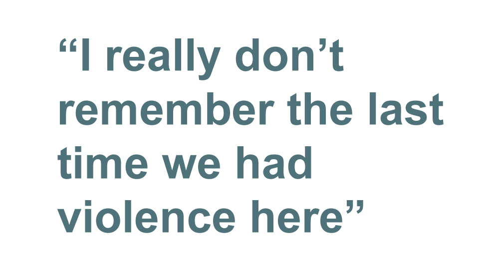 Quotebox: Я действительно не помню, когда в последний раз у нас здесь было насилие