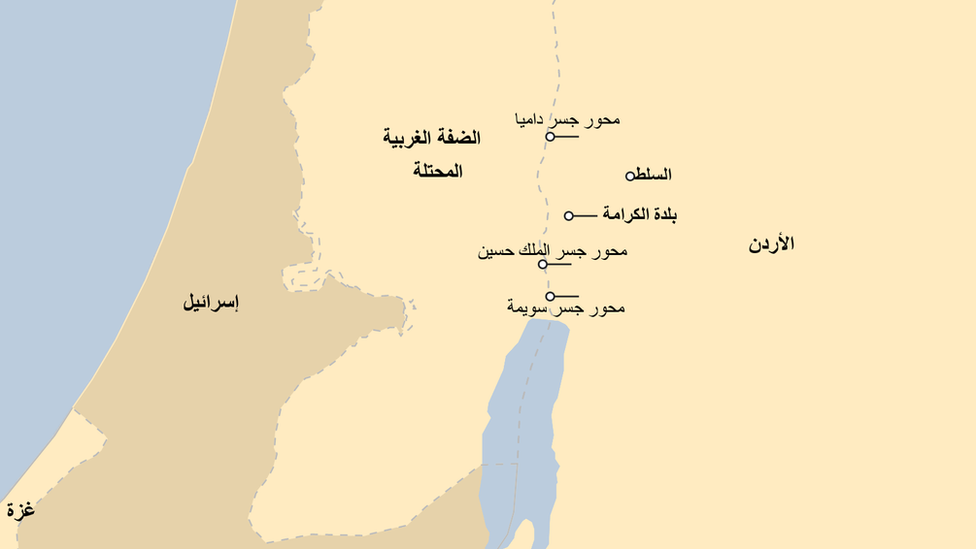 خريطة الأردن وإسرائيل والضفة الغربية المحتلة
