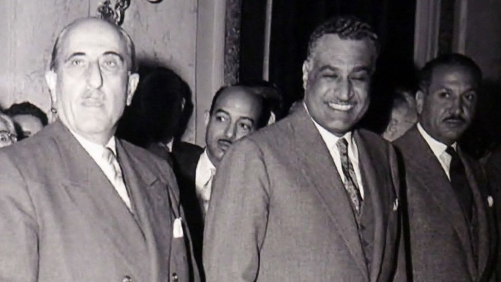 Shukri El-Kuwatly y Gamal Nasser.