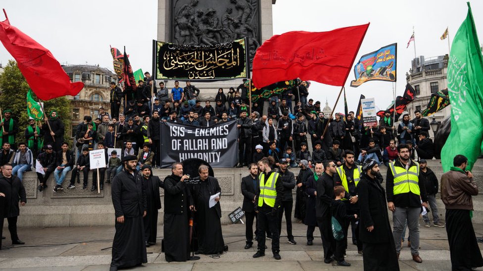 La comunidad musulmana en Reino Unido ha protestado en contra de las acciones de EI. Manifestación en Londres contra EI.