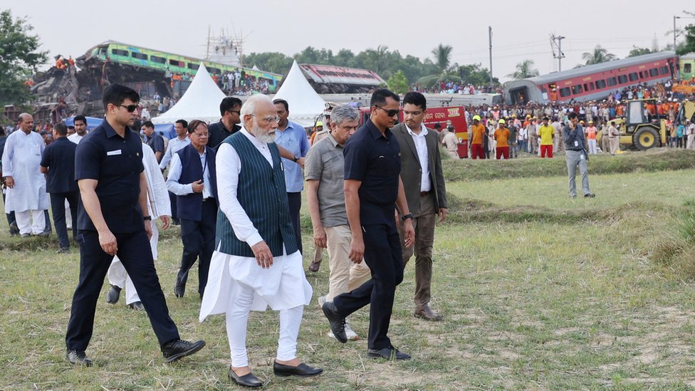 Indian Prime Minister Narendra Modi visiting the site of the accident