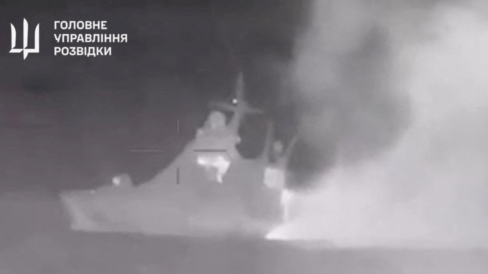 Ukraine war: Russian Black Sea fleet ship sunk in drone attack, Kyiv says