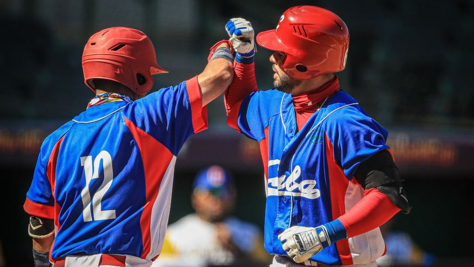 Jugadores cubanos en el mundial de béisbol sub 23 en México.