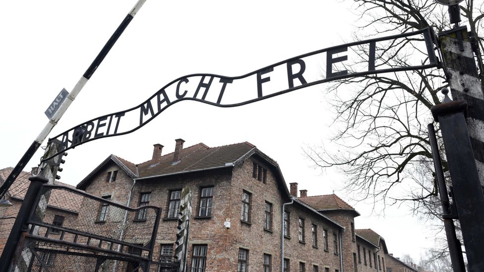 The infamous "Abeit macht frei" (work makes you free" slogan over Auschwitz's entrance