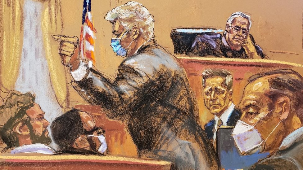 Ilustración del juicio contra Kevin Spacey, 20 de octubre de 2022