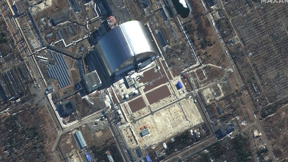 Imagen satelital de la planta nuclear de Chernóbil.