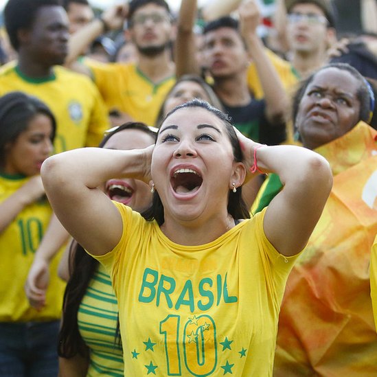Aficionada brasileña durante la Copa del Mundo de 2014.
