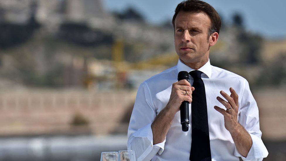 Emmanuel Macron en Marsella el 16 de abril de 2022.