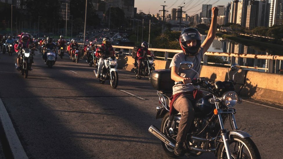 Brazilian couriers go on strike on 25 July in Sao Paulo, Brazil