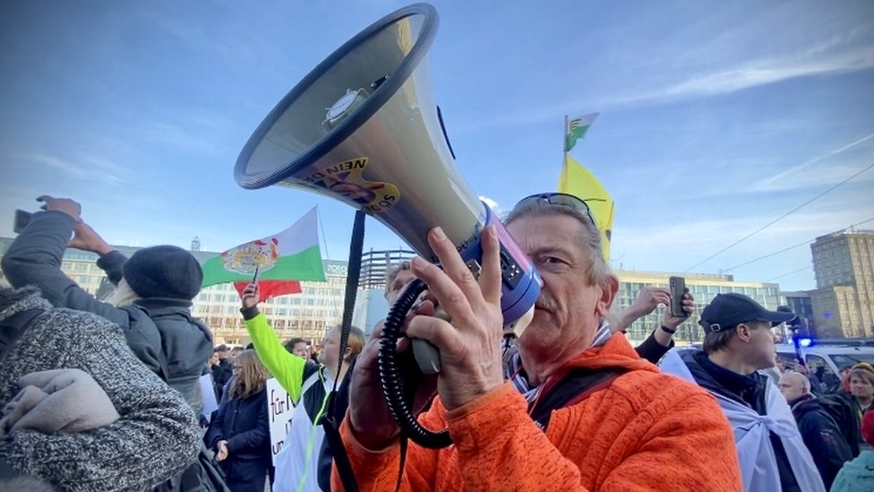 Protesta antivacuna en Leipzig