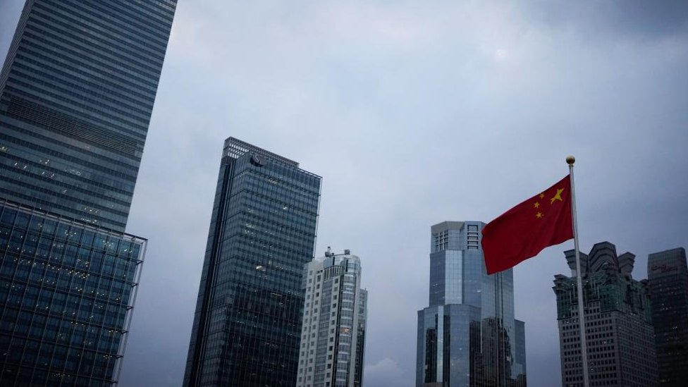 Bandeira chinesa em Xangai