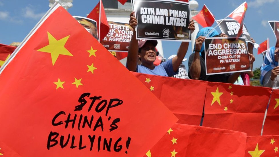 圖為2019年在菲律賓馬尼拉舉行的一場反對中國在南海「侵略」的示威現場（資料照片）。