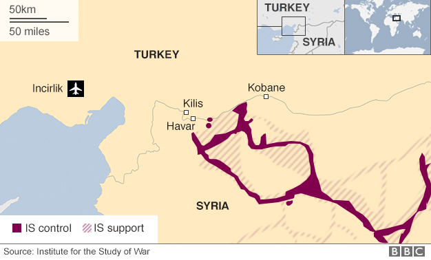 Карта, показывающая турецко-сирийскую границу