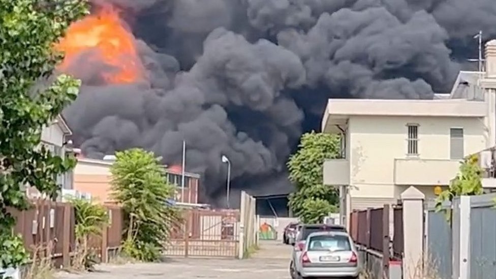 Watch: Firefighters tackle Italy chemical plant fire