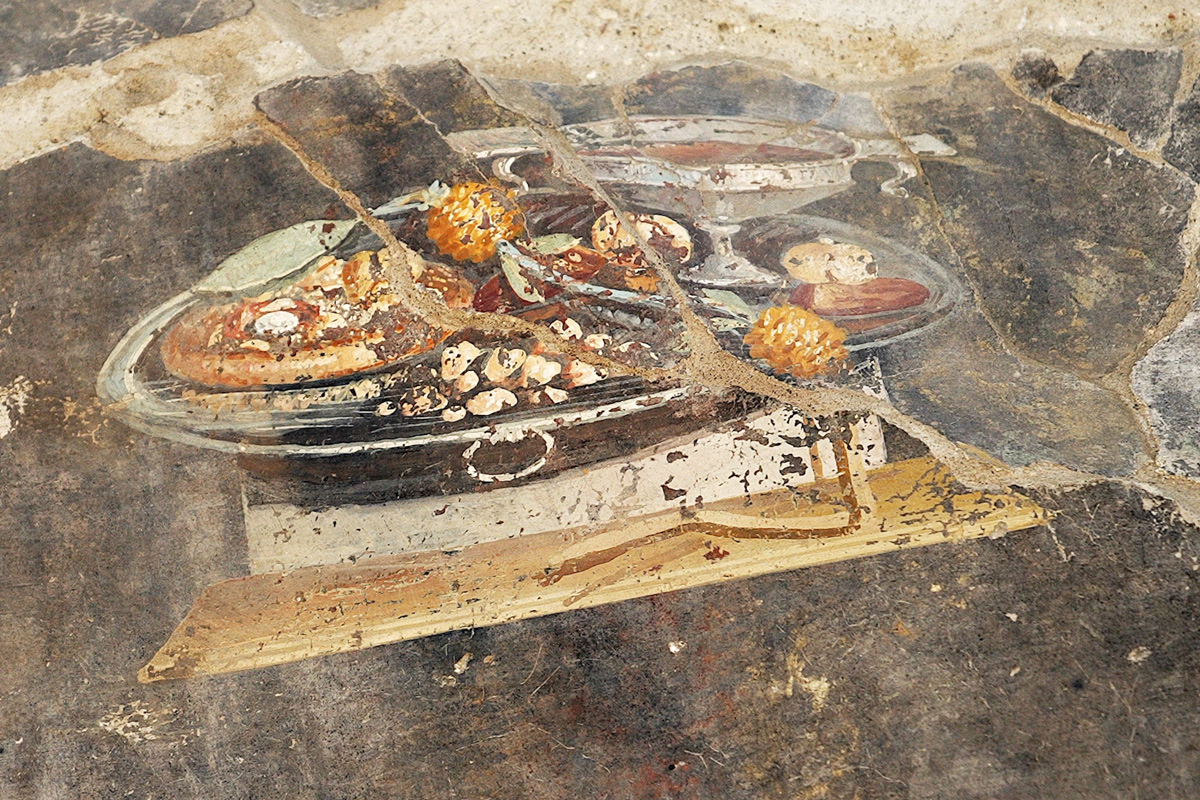 A newly excavated fresco in Pompeii depicting a flatbread that could be the precursor to the modern-day pizza