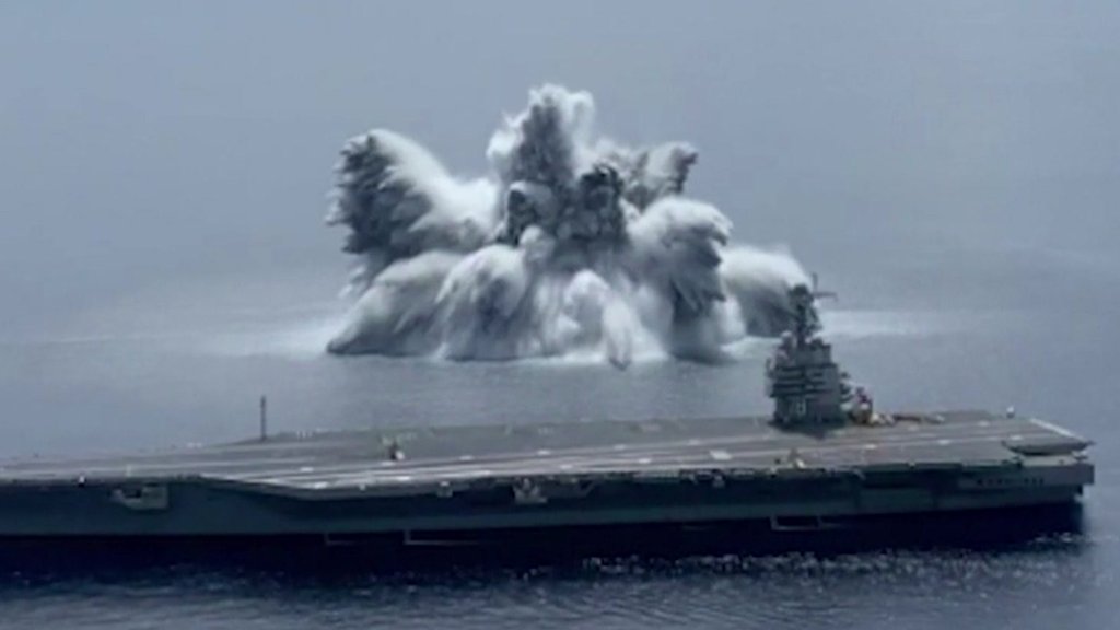 US Navy uses 40,000lb explosive to test warship in 'Full Ship Shock Trial'