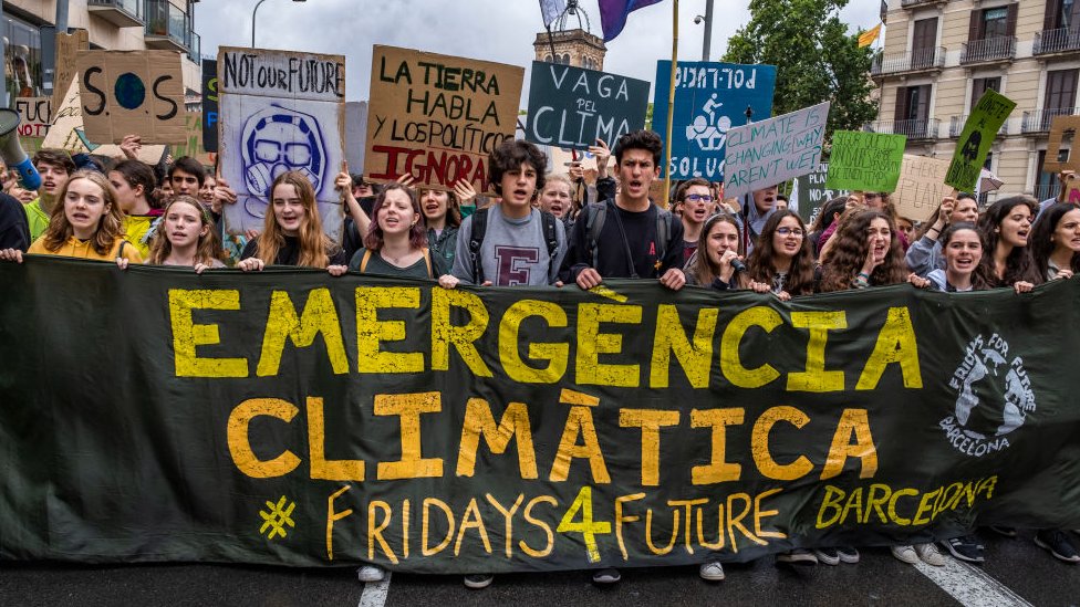 Jóvenes protestan en Barcelona contra el cambio climático, 24 de mayo de 2019