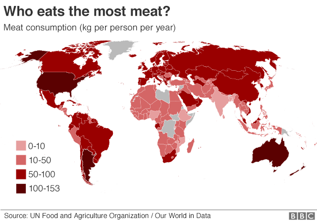 Потребление мяса по регионам