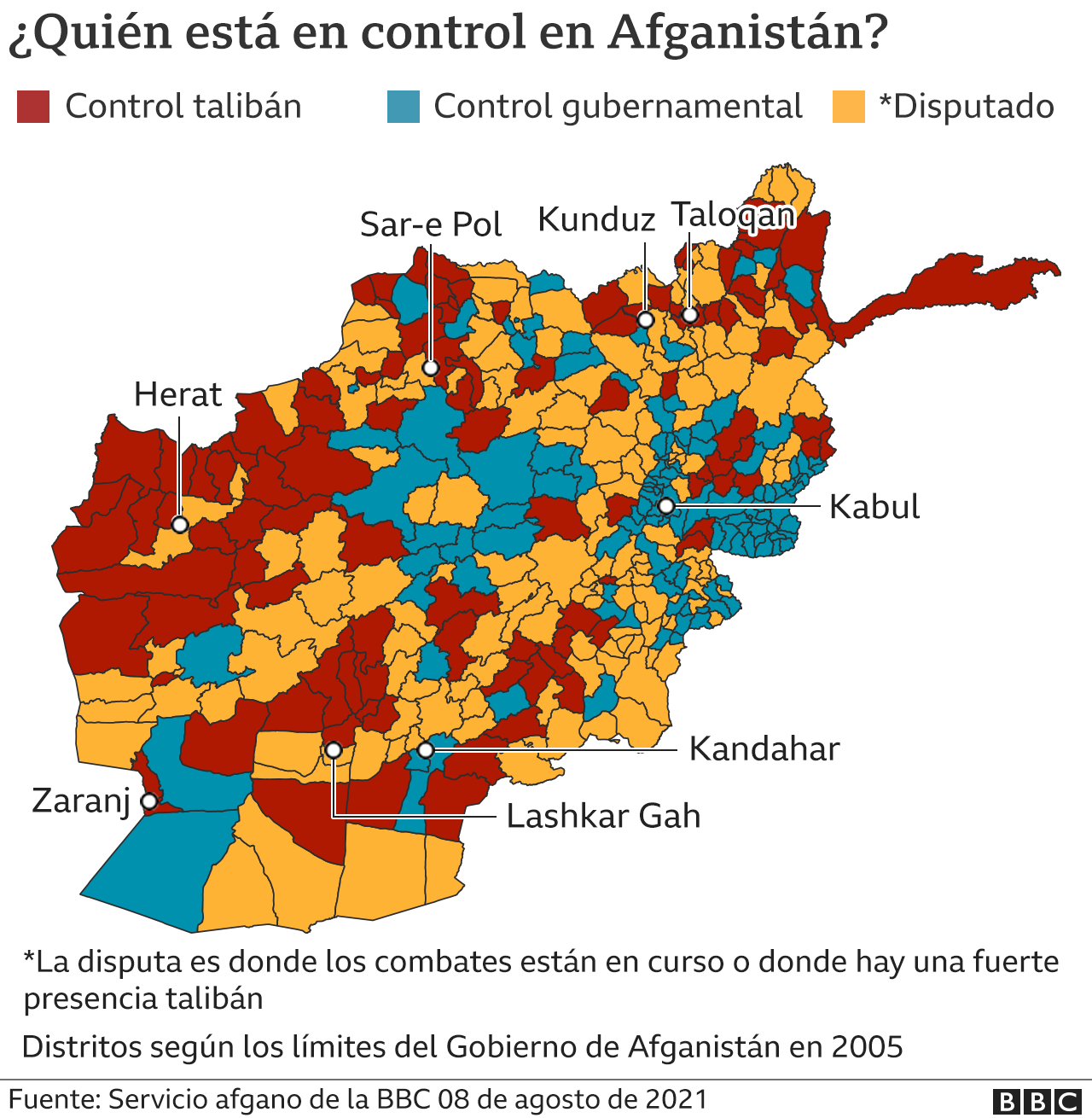 Mapa del control taliban