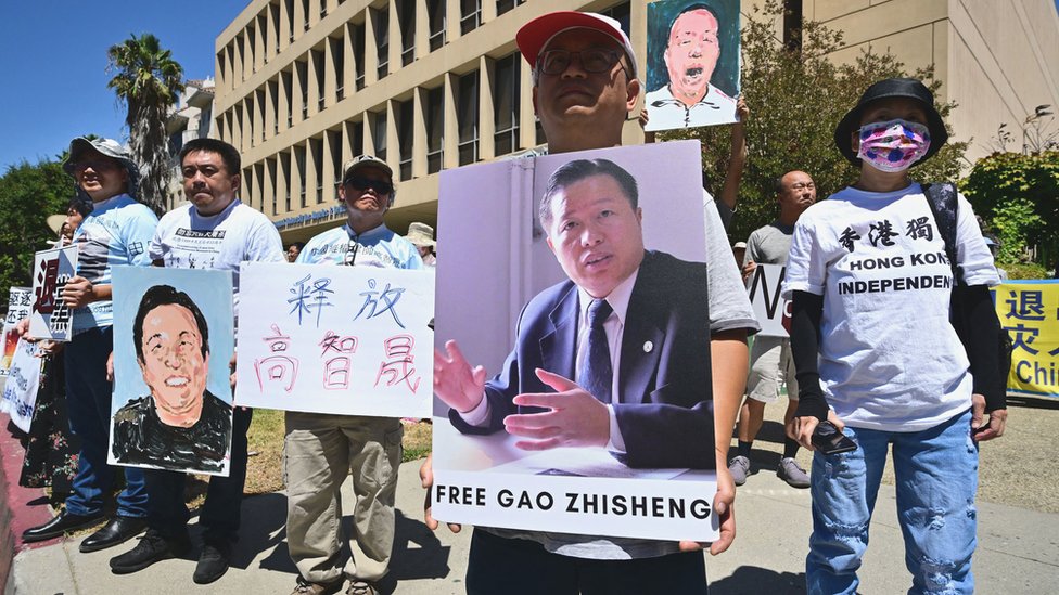 2022年8月13日，活動人士在美國洛杉磯中國領事館外舉行活動，呼籲立刻釋放高智晟。