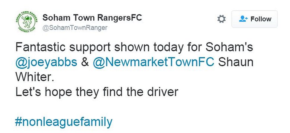 Твит от Soham Town Rangers FC