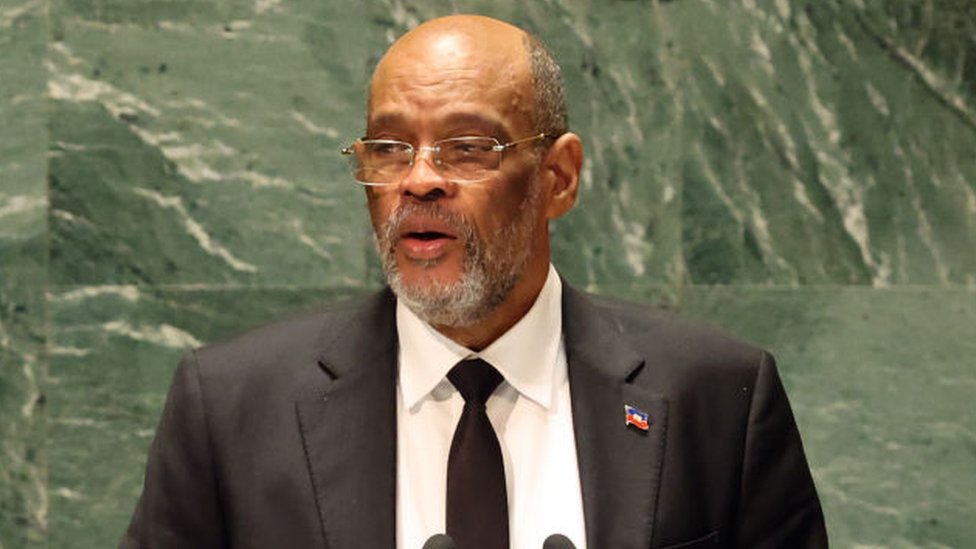 Haitian prime minister Ariel Henry addresses world leaders during the United Nations (UN) General Assembly on 22 September 22 2023 in New York City
