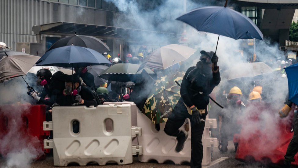 Protest during anti-government rally in Hong Kong