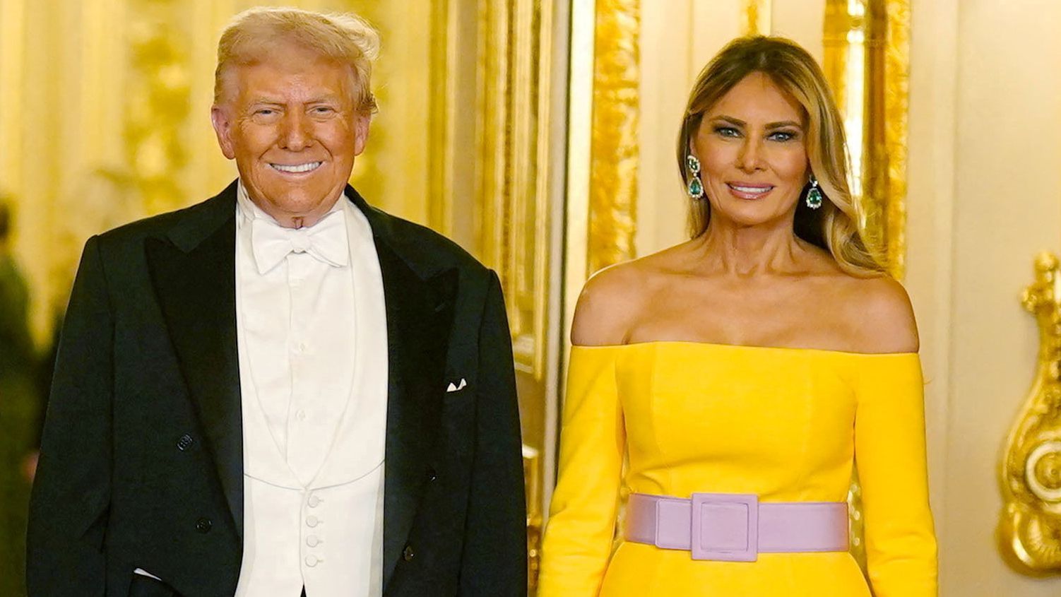 State visit fashion pictures: Melania's hat, yellow dress and Kate's golden  gown