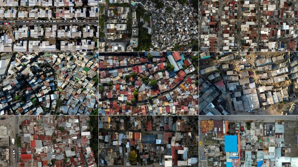Imágenes de Santiago, Río de Janeiro, Tijuana, Ciudad de Panamá, Lima, Guatemala, Buenos Aires y Ciudad Bolívar en el sur de Bogotá