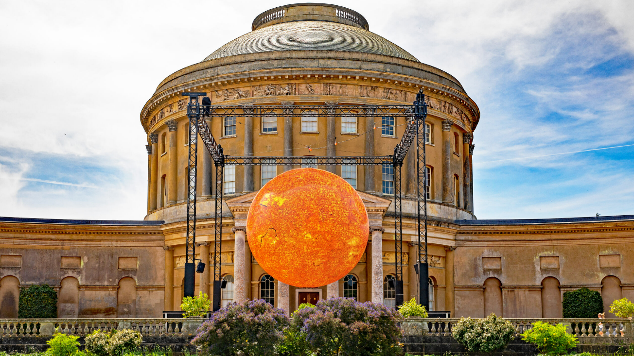 Helios sun sculpture displayed outside Ickworth Estate