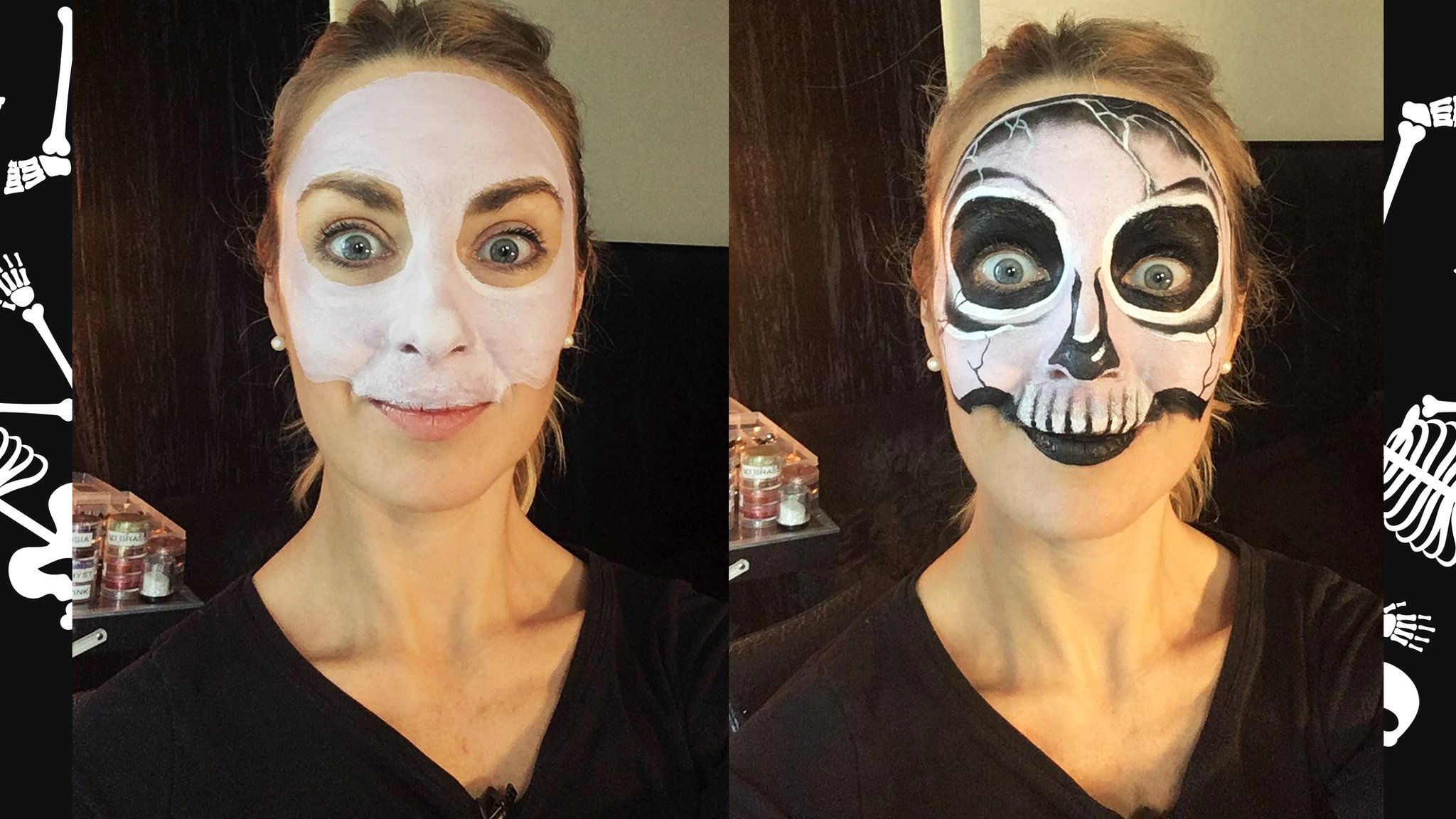 easy skeleton face paint