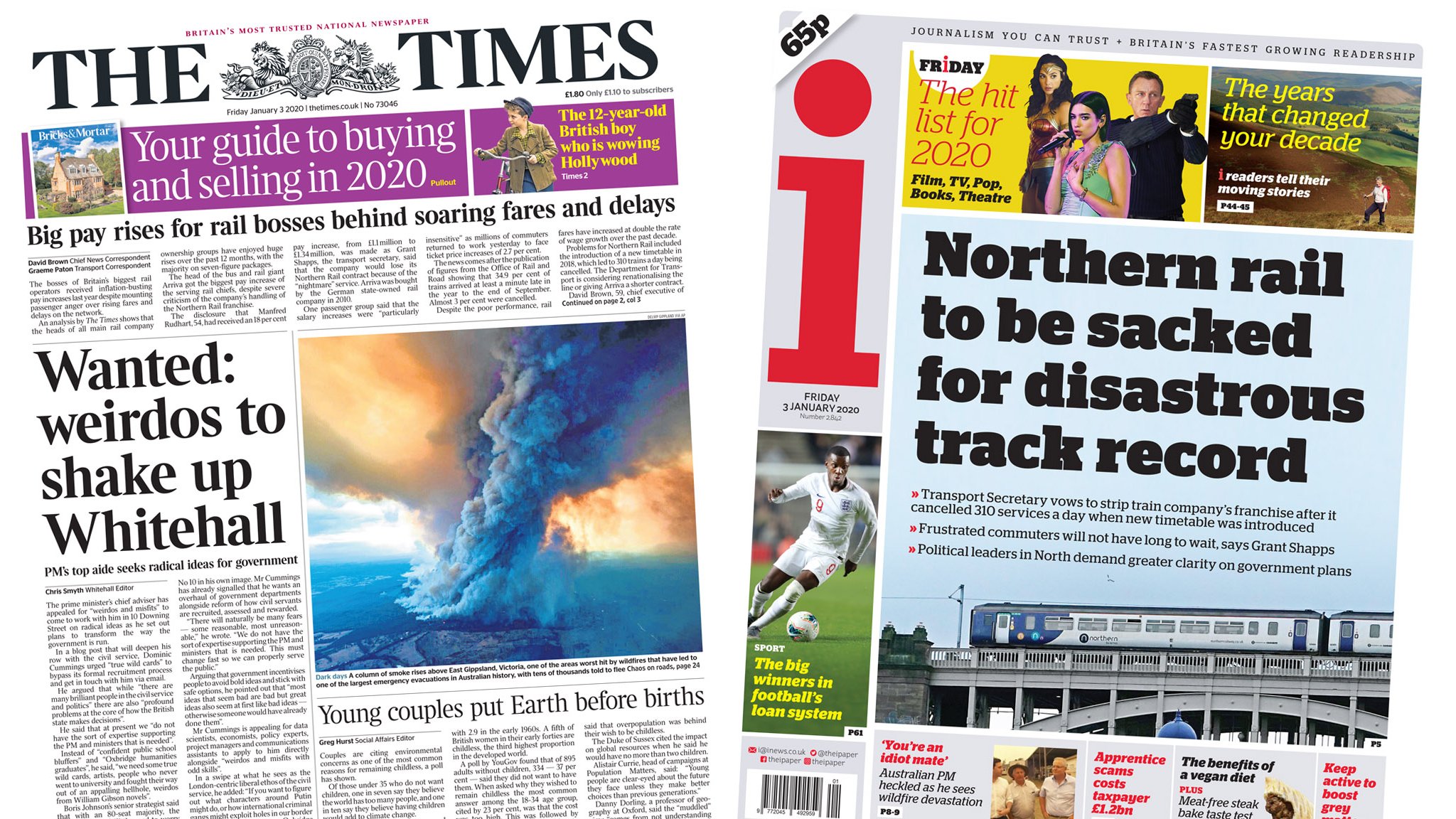 Newspaper Headlines Whitehall Weirdos And Northern Rail Faces Sack c News