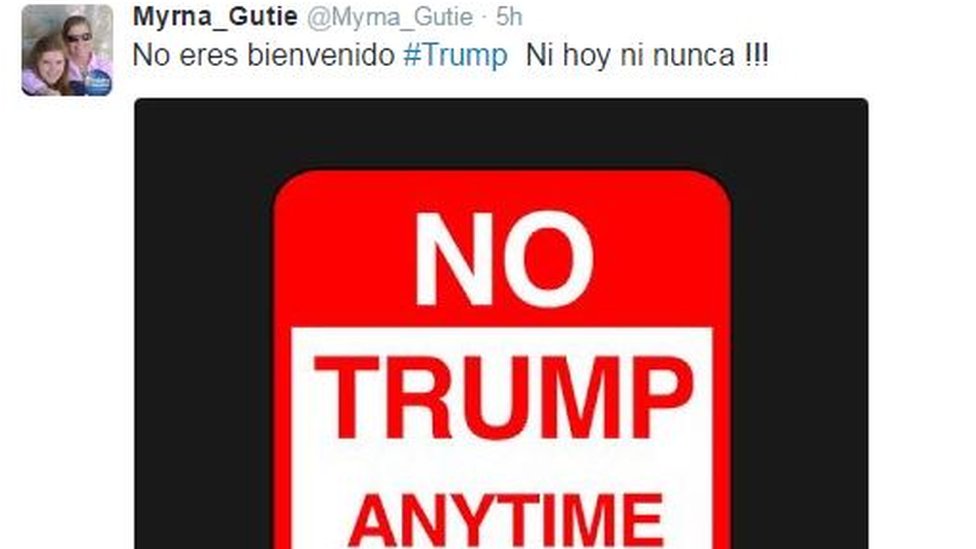 Твиттер использовал твиты Myrna_Gutie: Не приветствую вас, #Trump, ни сегодня, ни никогда