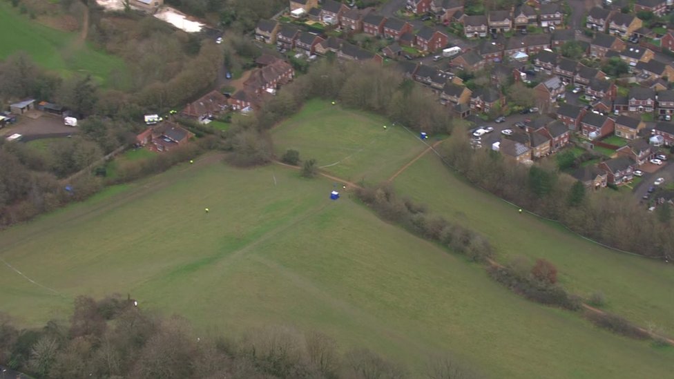 Aerial image of scene of stabbing