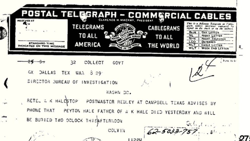 La investigación del asesinato de los osage fue el primer caso del entonces llamado Buró de Investigaciones del departamento de Justicia. Documento de la investigación del FBI