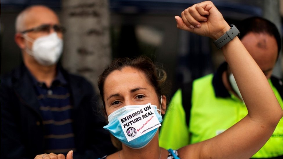 Протестующий рабочий Nissan в Барселоне, 18 июня 20