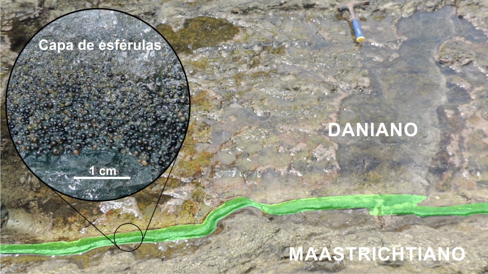 Depósitos de esférulas en la isla de Gorgonilla en el límite Cretácico-Paleogeno o límite K/Pg