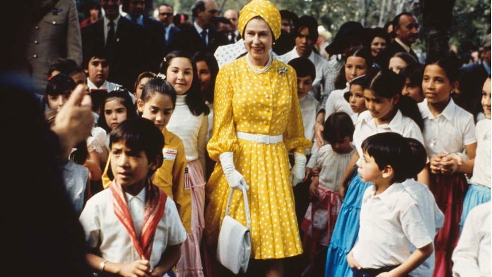 Queen Elizabeth II with a group of children