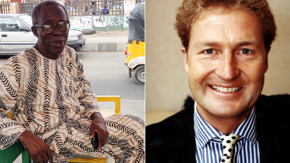 Слева: Сола Одунфа в Лагосе. Справа: ведущий BBC Джулиан Маршалл