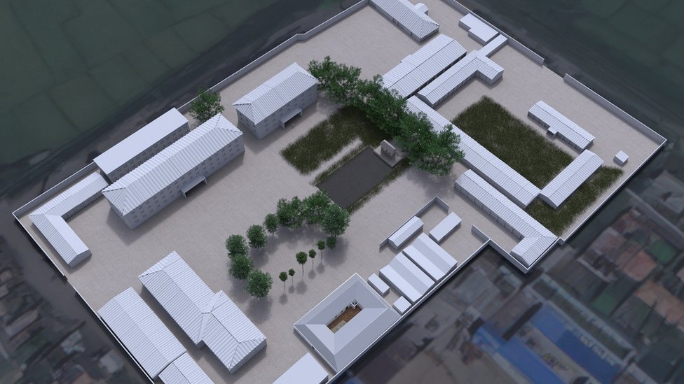 Representación 3D del complejo penitenciario en Corea del Norte.
