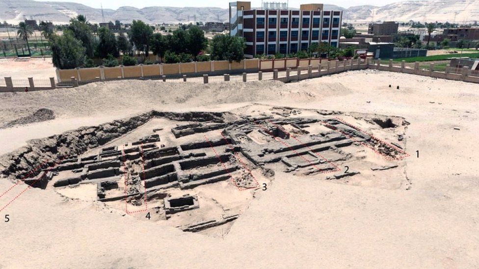 An undated handout photo made available by the Egyptian Department of Antiquities on 14 February 2021 shows the remains of a brewery uncovered in the ancient city of Abydos at Sohag Governorate in Egypt