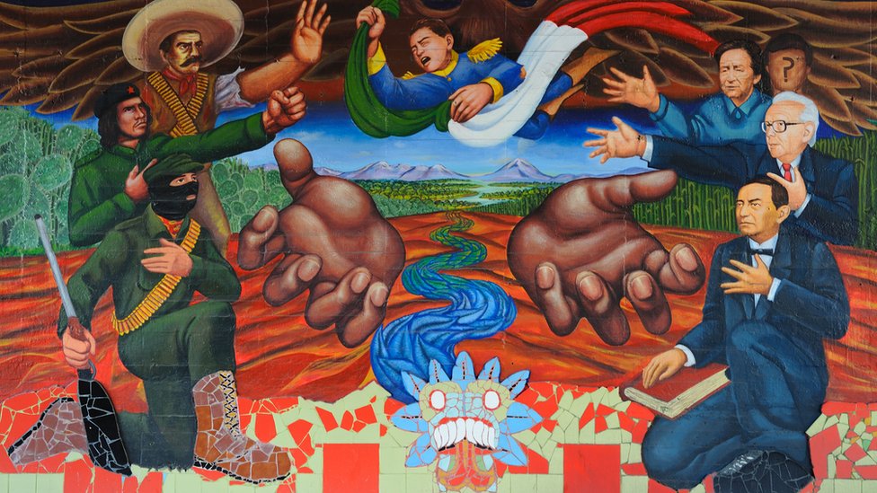 Mural en México en honor a los líderes de la revolución.