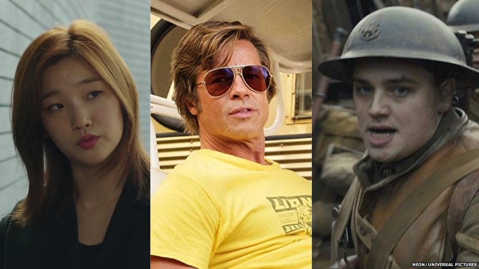 Fotogramas de las películas "Parásitos", "Once Upon A Time In Hollywood" y "1917".
