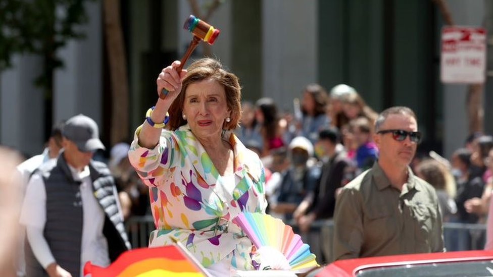 Nancy Pelosi in the 2022 Pride march in San Francisco